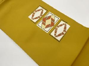 塩瀬金彩色紙に菱模様刺繍名古屋帯